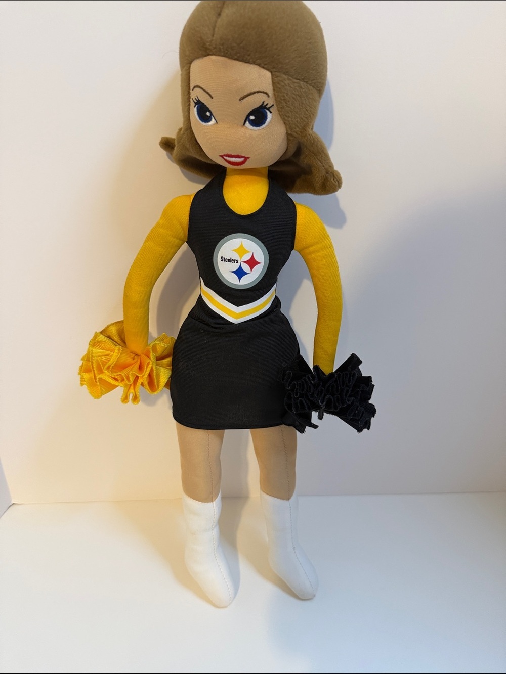 Pittsburgh Steelers Cheerleader Plush Doll NFL Stuffed Toy Black Gold